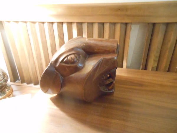 Carved Wood Panther Head