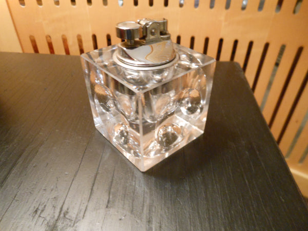 Vintage Modern Glass Cube Table Lighter