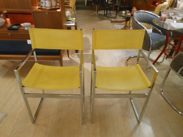 2 Modern Chrome and Vinyl Accent Arm Chairs