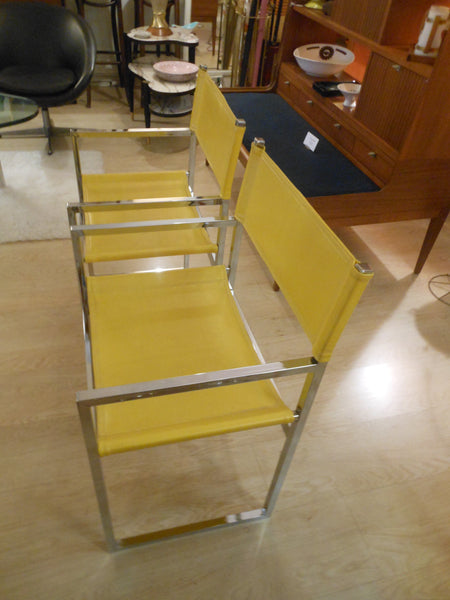2 Modern Chrome and Vinyl Accent Arm Chairs