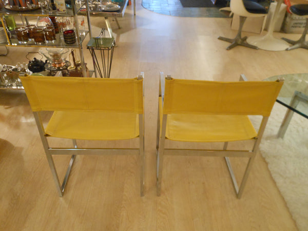 2 Modern Chrome and Vinyl Accent Arm Chairs