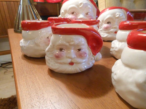 Vintage Santa Cups and Cookie Jars Set
