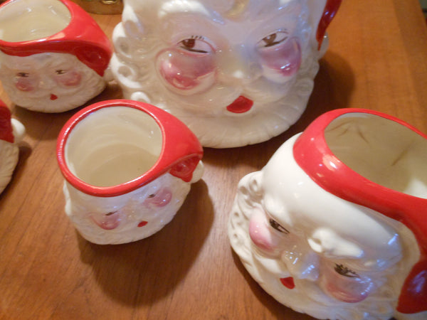 Vintage Santa Cups and Cookie Jars Set