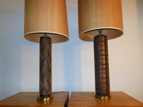 Pair Wallpaper Roller Lamps