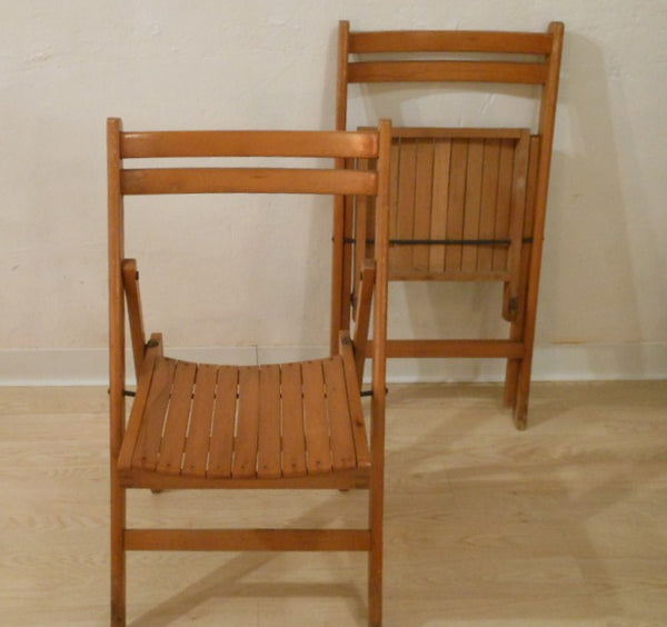Folding Wood Slat Chairs