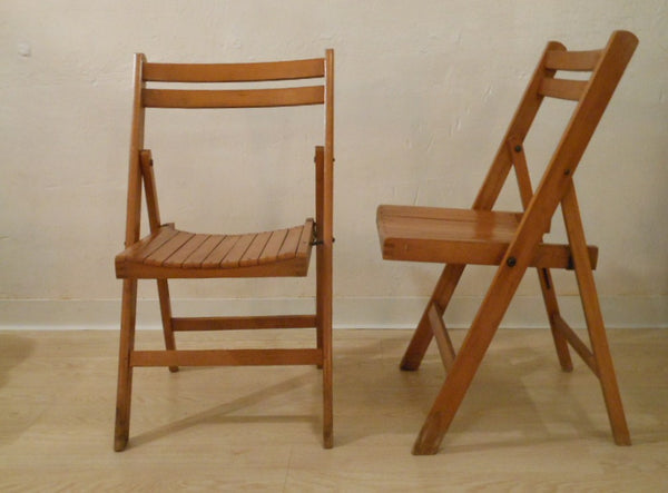 Folding Wood Slat Chairs