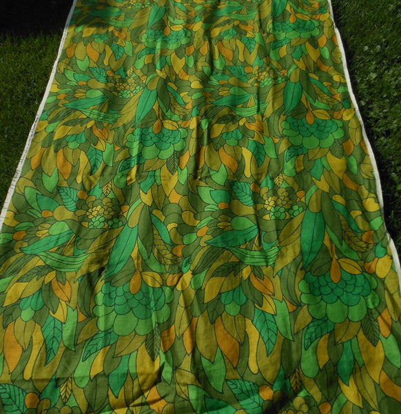 8 Yards Vintage Screen Printed Vat Dyed Linen Fabric