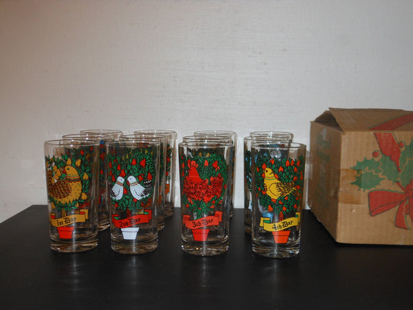 Anchor Hocking Full Set of 12 Days of Christmas Glasses