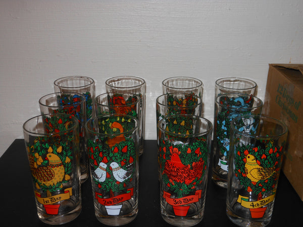 Anchor Hocking Full Set of 12 Days of Christmas Glasses