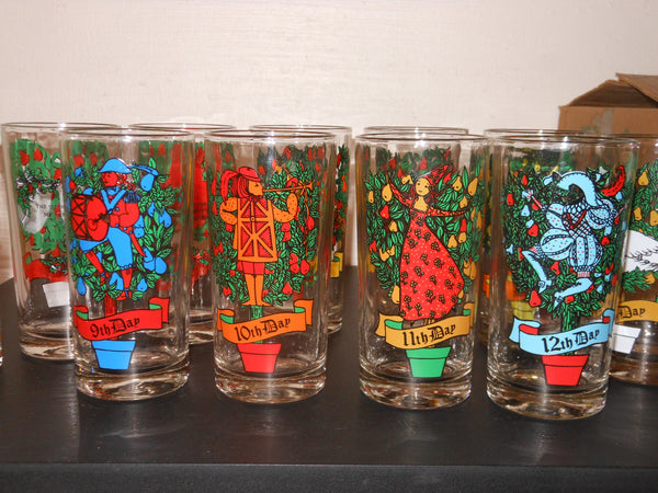 Anchor Hocking Full Set of 12 Days of Christmas Glasses