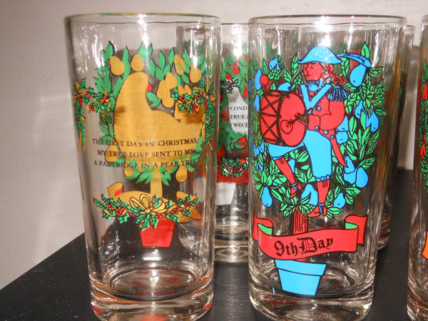 Anchor Hocking Full Set of 12 Days of Christmas Glasses