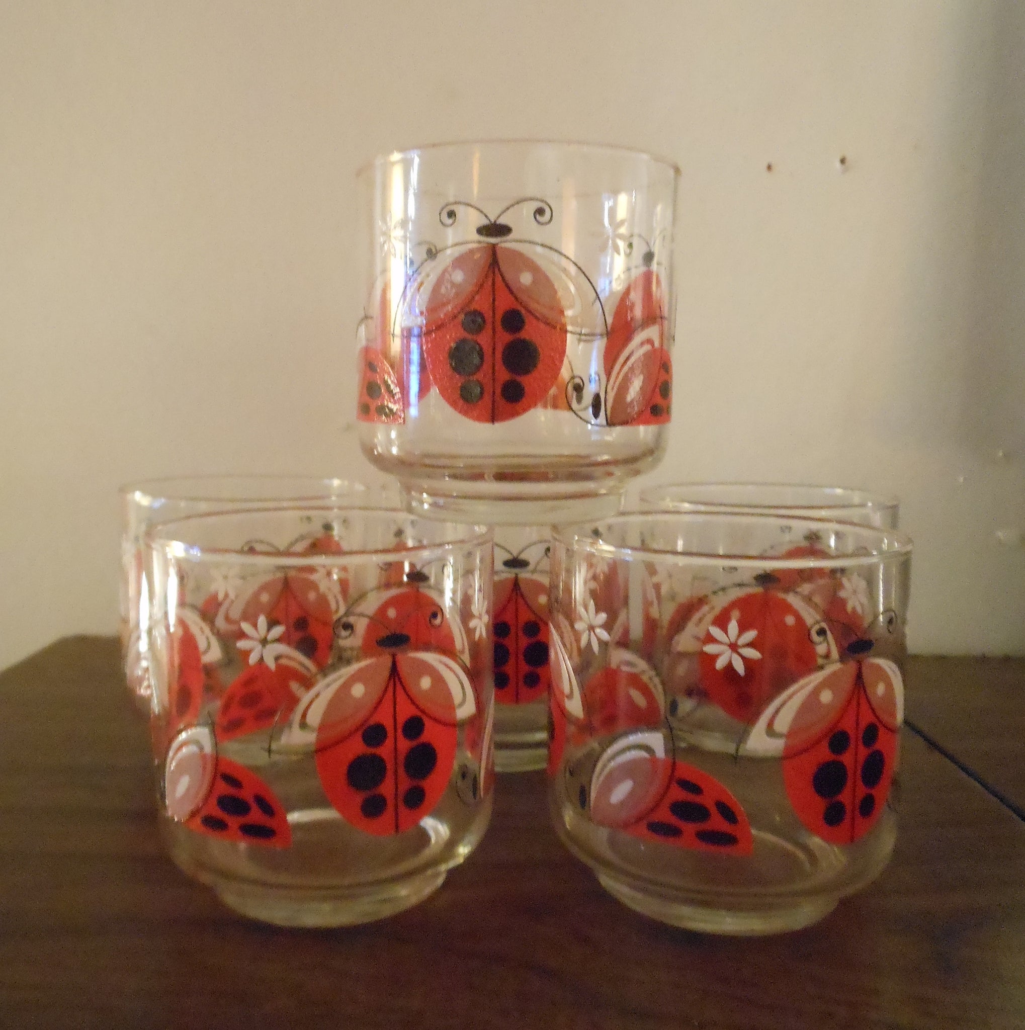 Set of 6 Libbey Ladybug Glasses