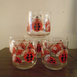 Set of 6 Libbey Ladybug Glasses