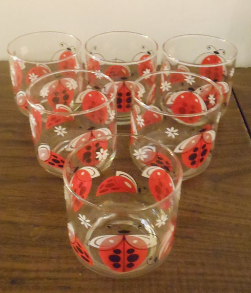 Set of 6 Libbey Ladybug Glasses
