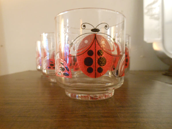 Set of 6 Libbey Ladybug Glasses