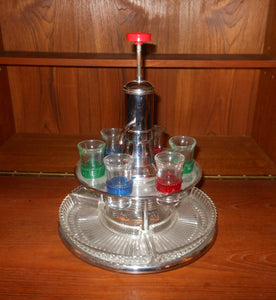 Vintage Shot Dispenser and Relish Tray