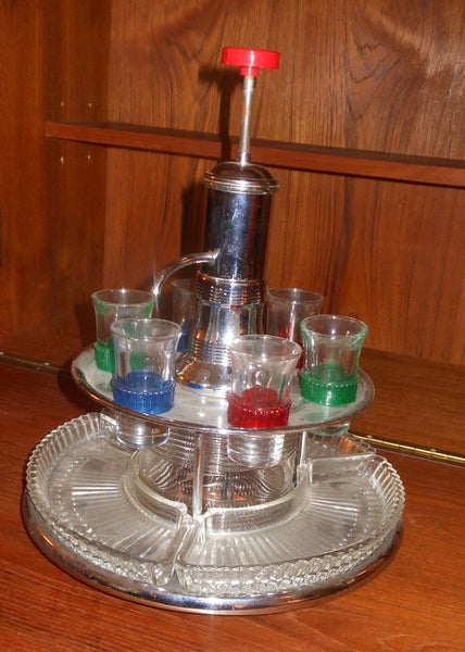 Vintage Shot Dispenser and Relish Tray