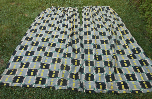 Vintage Abstract Barkcloth Drape Panels