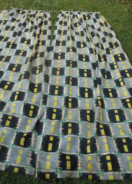 Vintage Abstract Barkcloth Drape Panels