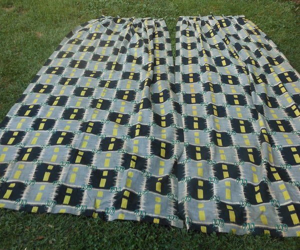 Vintage Abstract Barkcloth Drape Panels