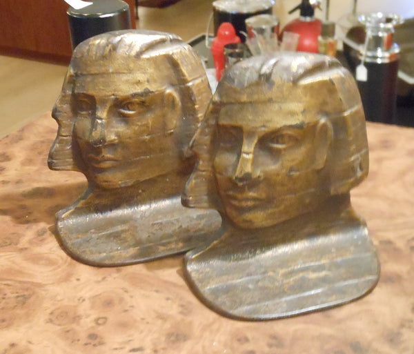 Vintage Brass Egyptian Pharoah Bookends