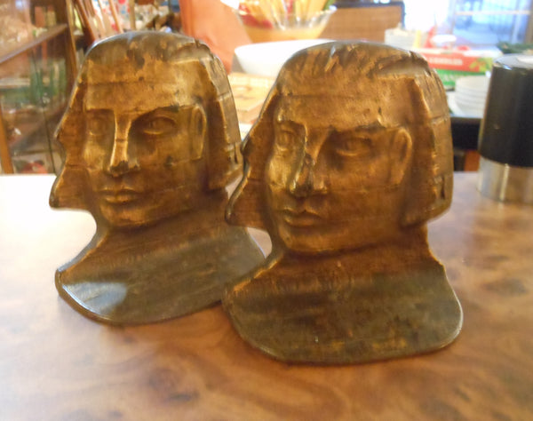 Vintage Brass Egyptian Pharoah Bookends