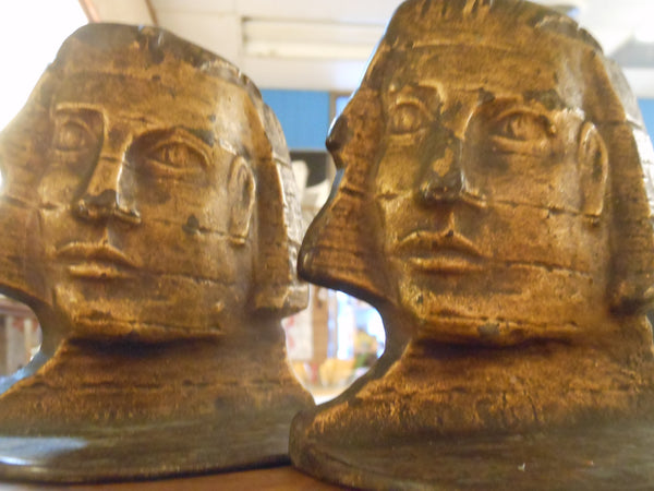 Vintage Brass Egyptian Pharoah Bookends