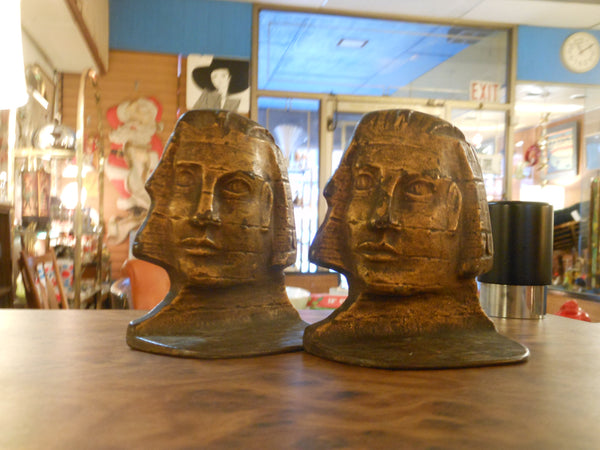 Vintage Brass Egyptian Pharoah Bookends