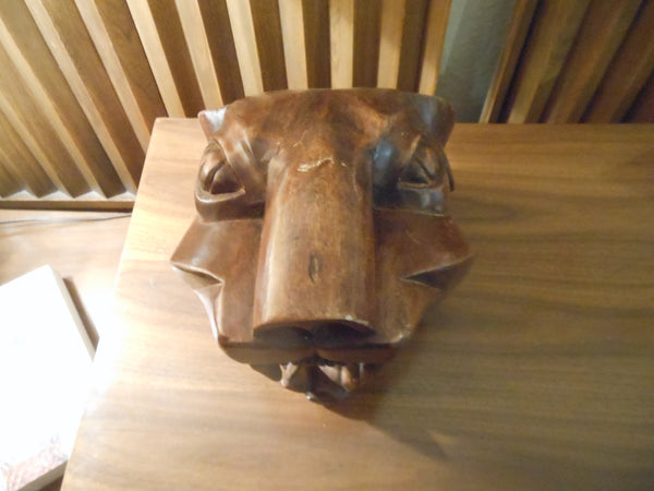 Carved Wood Panther Head