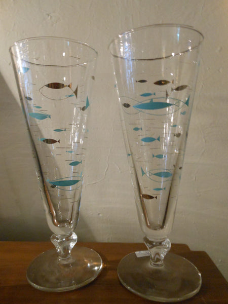 Set of 8 Libbey Fish Pilsner Glasses