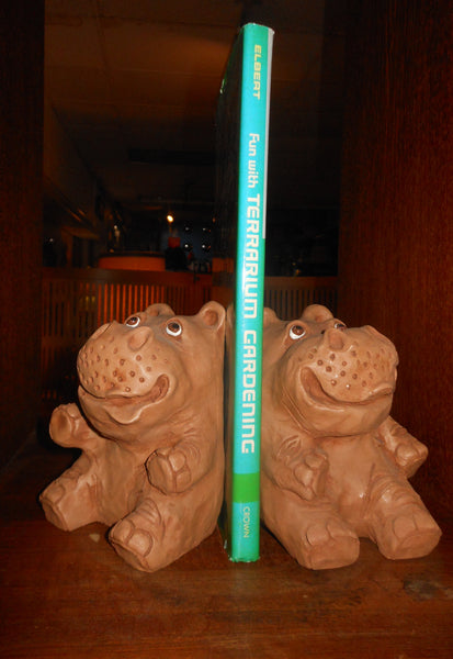 Vintage 1970s Hippo Bookends