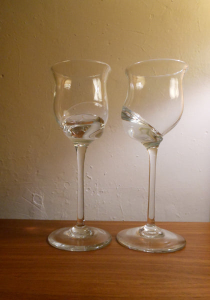 Pair Engebretson Hand Blown Wine Glasses