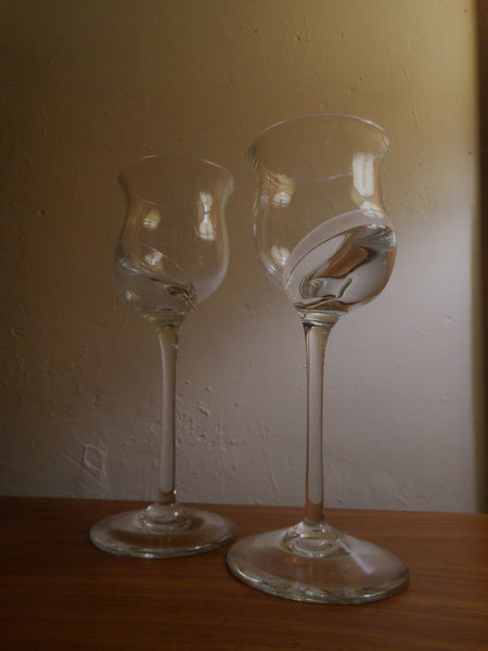 Pair Engebretson Hand Blown Wine Glasses