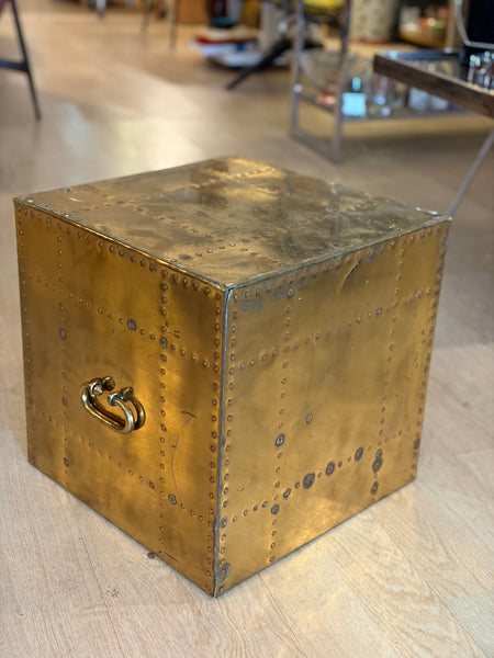 MCM Brass Riveted Cube Table