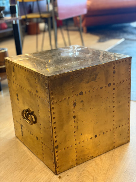 MCM Brass Riveted Cube Table