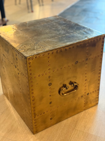 MCM Brass Riveted Cube Table
