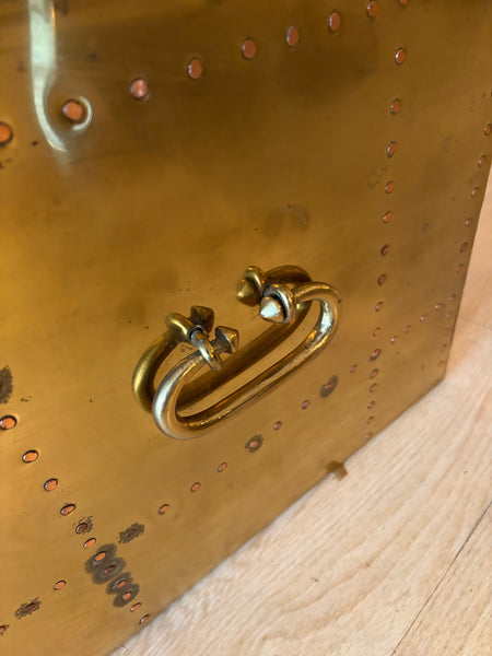 MCM Brass Riveted Cube Table