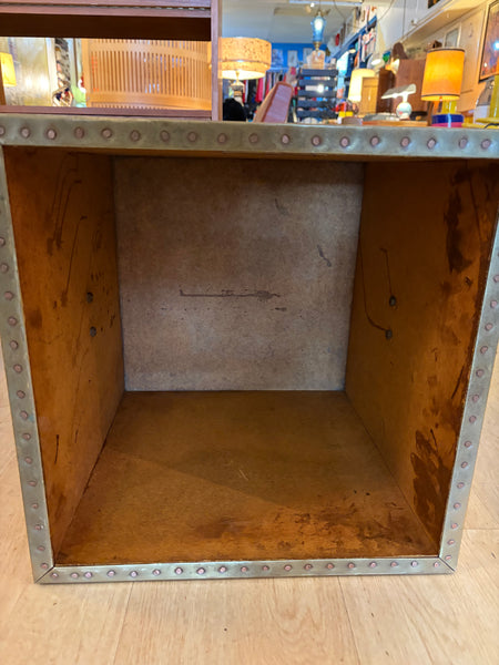 MCM Brass Riveted Cube Table