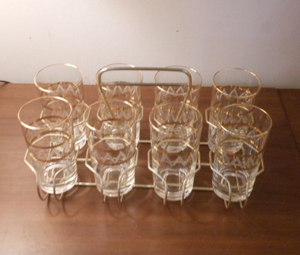 Gold Etched Glasses in Carrier