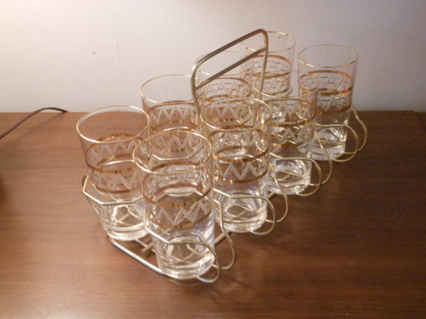 Gold Etched Glasses in Carrier