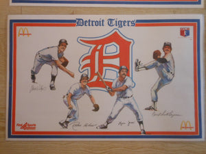 1982 McDonald's MLB Detroit Tigers Placemat Set