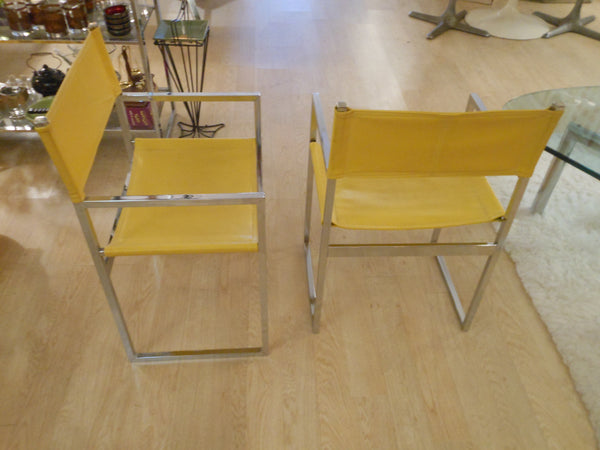 2 Modern Chrome and Vinyl Accent Arm Chairs