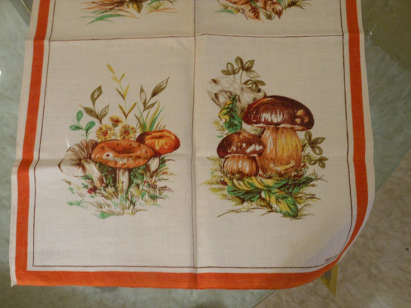 Vintage Mushroom Linen Tea Towel
