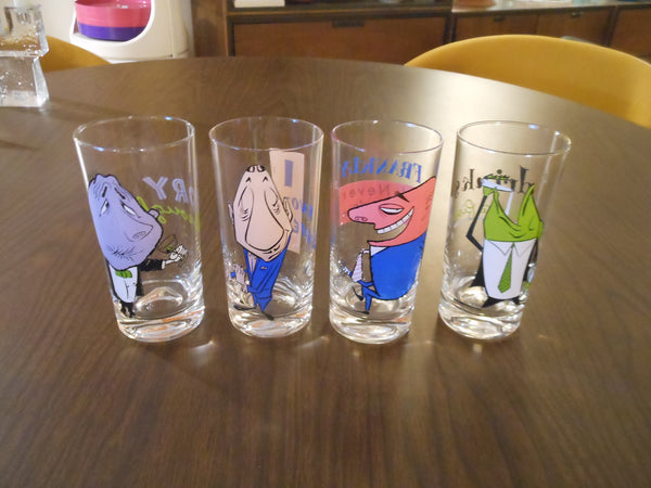 Set of Vintage Bar Drinking-Themed Glasses