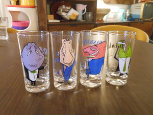 Set of Vintage Bar Drinking-Themed Glasses