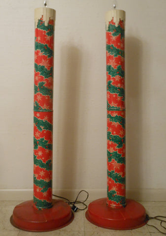 Pair of 1960s Poloron Tin Litho Christmas Candles