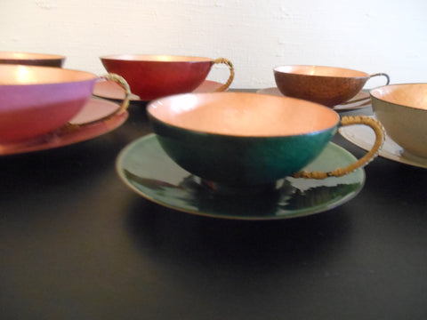 Nora Grill-Kubanek Copper Enamel Cups and Saucers