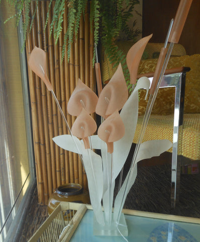 Lucite and Acrylic Calla Lilly & Cattail Floral Sculpture