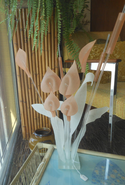 Lucite and Acrylic Calla Lilly & Cattail Floral Sculpture
