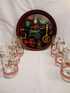 Barbecue Theme Steins and Tray